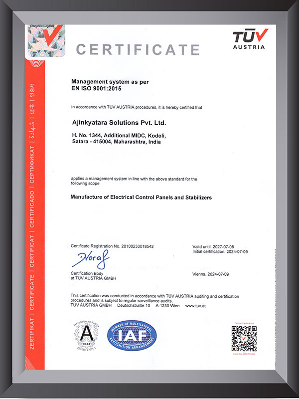Awards & Recognition - ISO Certificate